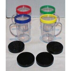 4 Magic Bullet Party Mugs Cups with Comfort Lip Rings & Lids replacement parts